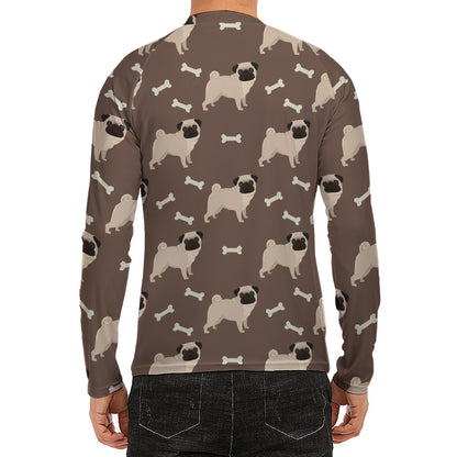 Geometric Pug Pattern Print Men's Long Sleeve Rash Guard