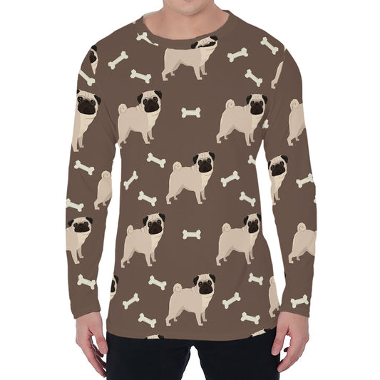 Geometric Pug Pattern Print Men's Long Sleeve T-Shirt