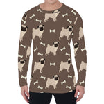 Geometric Pug Pattern Print Men's Long Sleeve T-Shirt