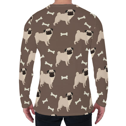 Geometric Pug Pattern Print Men's Long Sleeve T-Shirt