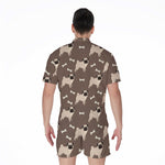 Geometric Pug Pattern Print Men's Rompers