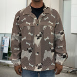Geometric Pug Pattern Print Men's Shirt Jacket