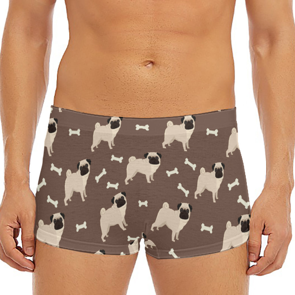 Geometric Pug Pattern Print Men's Short Boxer Briefs
