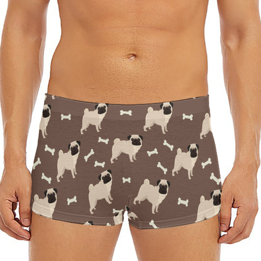 Geometric Pug Pattern Print Men's Short Boxer Briefs