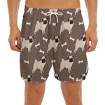 Geometric Pug Pattern Print Men's Split Running Shorts