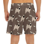 Geometric Pug Pattern Print Men's Split Running Shorts