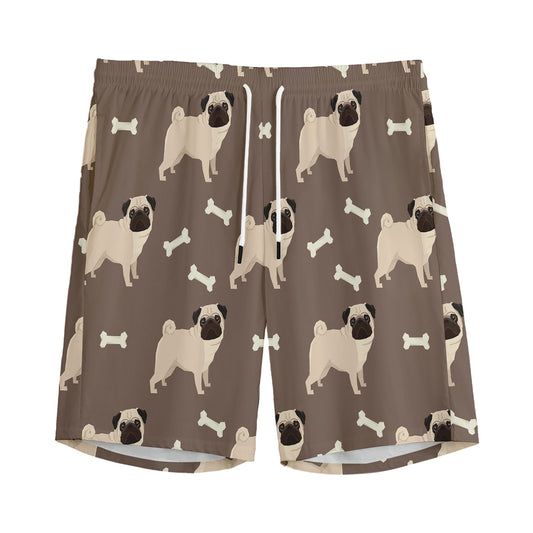 Geometric Pug Pattern Print Men's Sports Shorts