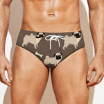 Geometric Pug Pattern Print Men's Swim Briefs