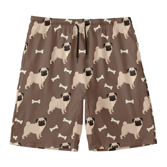 Geometric Pug Pattern Print Men's Swim Trunks