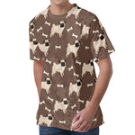 Geometric Pug Pattern Print Men's Velvet T-Shirt