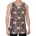 Geometric Pug Pattern Print Men's Velvet Tank Top
