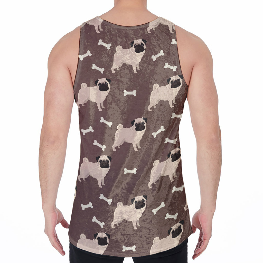 Geometric Pug Pattern Print Men's Velvet Tank Top