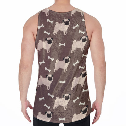 Geometric Pug Pattern Print Men's Velvet Tank Top