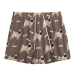Geometric Pug Pattern Print Mesh Shorts