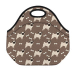 Geometric Pug Pattern Print Neoprene Lunch Bag