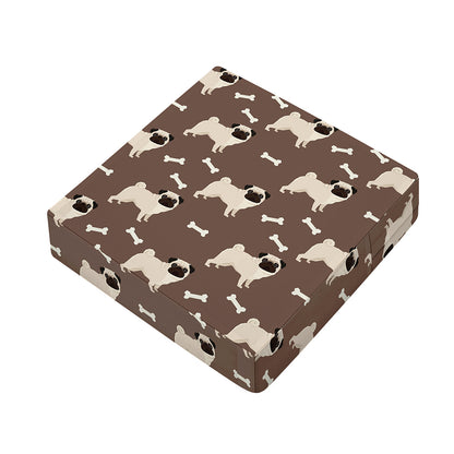 Geometric Pug Pattern Print Outdoor Seat Cushion Cover