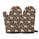 Geometric Pug Pattern Print Oven Mitts