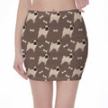 Geometric Pug Pattern Print Pencil Mini Skirt