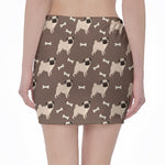 Geometric Pug Pattern Print Pencil Mini Skirt