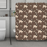 Geometric Pug Pattern Print Polyester Shower Curtain