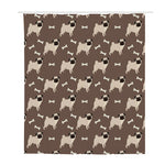 Geometric Pug Pattern Print Polyester Shower Curtain
