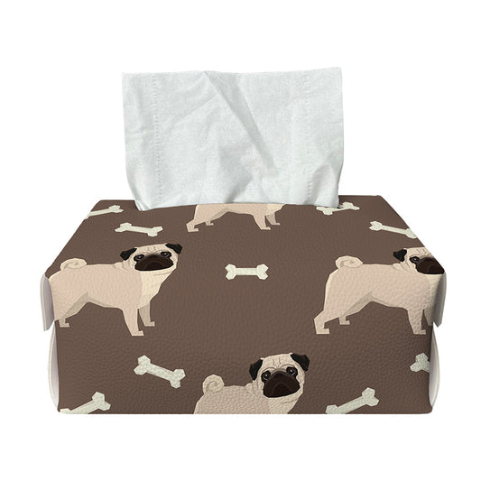 Geometric Pug Pattern Print Rectangle Tissue Box Cover