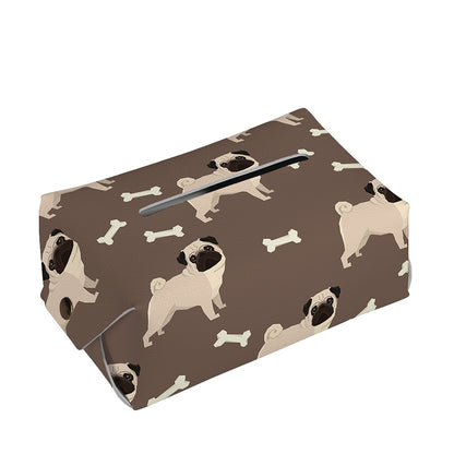 Geometric Pug Pattern Print Rectangle Tissue Box Cover