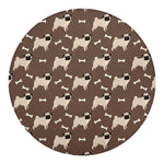 Geometric Pug Pattern Print Round Blanket