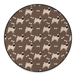 Geometric Pug Pattern Print Round Floor Mat