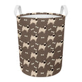 Geometric Pug Pattern Print Round Laundry Basket