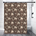 Geometric Pug Pattern Print Shower Curtain