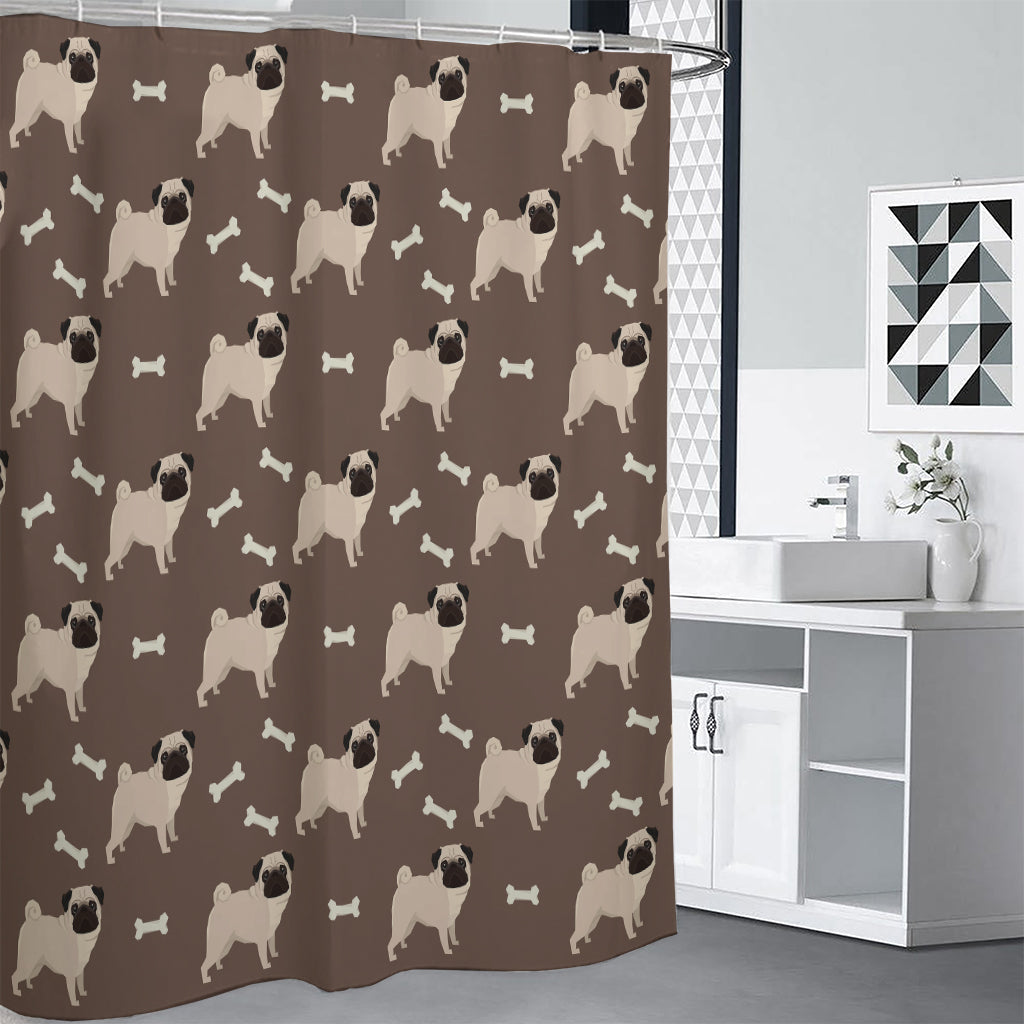 Geometric Pug Pattern Print Shower Curtain