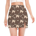 Geometric Pug Pattern Print Side Slit Mini Skirt