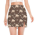 Geometric Pug Pattern Print Side Slit Mini Skirt