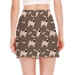 Geometric Pug Pattern Print Side Slit Mini Skirt