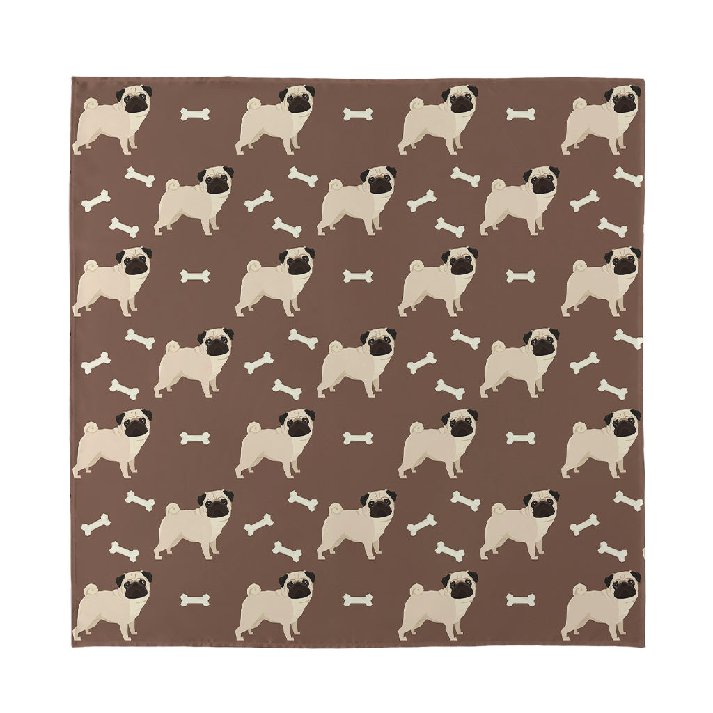 Geometric Pug Pattern Print Silk Bandana