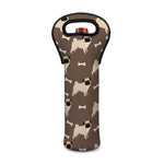 Geometric Pug Pattern Print Single Neoprene Wine Tote
