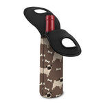 Geometric Pug Pattern Print Single Neoprene Wine Tote
