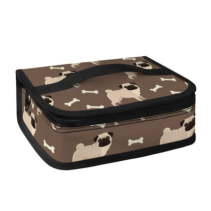 Geometric Pug Pattern Print Small Lunch Bag