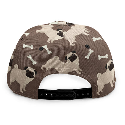 Geometric Pug Pattern Print Snapback Cap