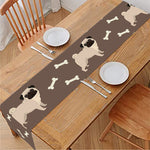 Geometric Pug Pattern Print Table Runner