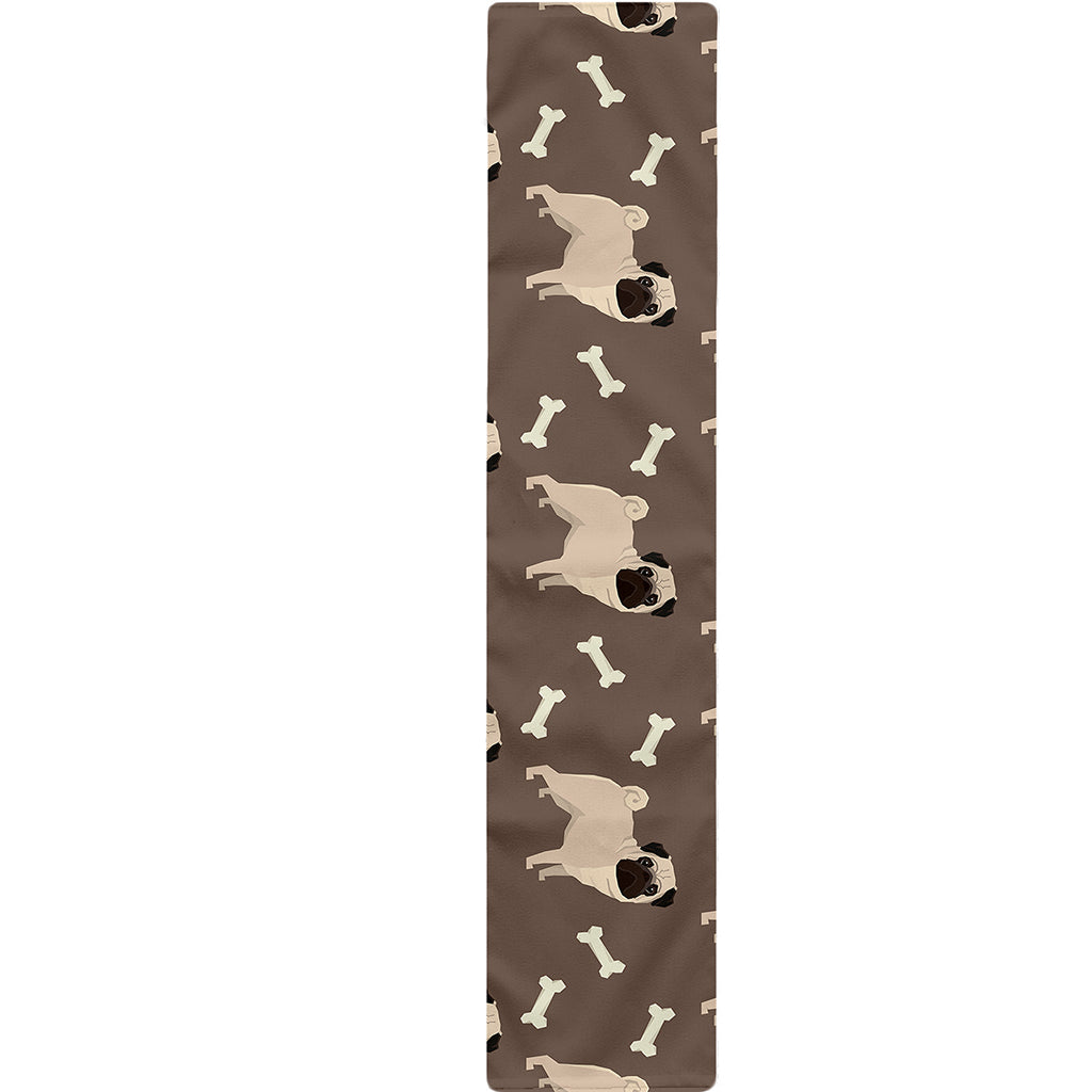 Geometric Pug Pattern Print Table Runner