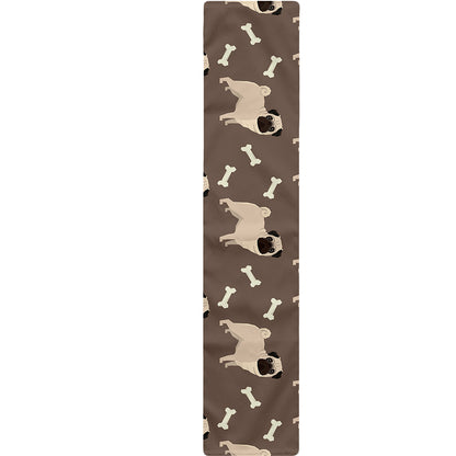 Geometric Pug Pattern Print Table Runner