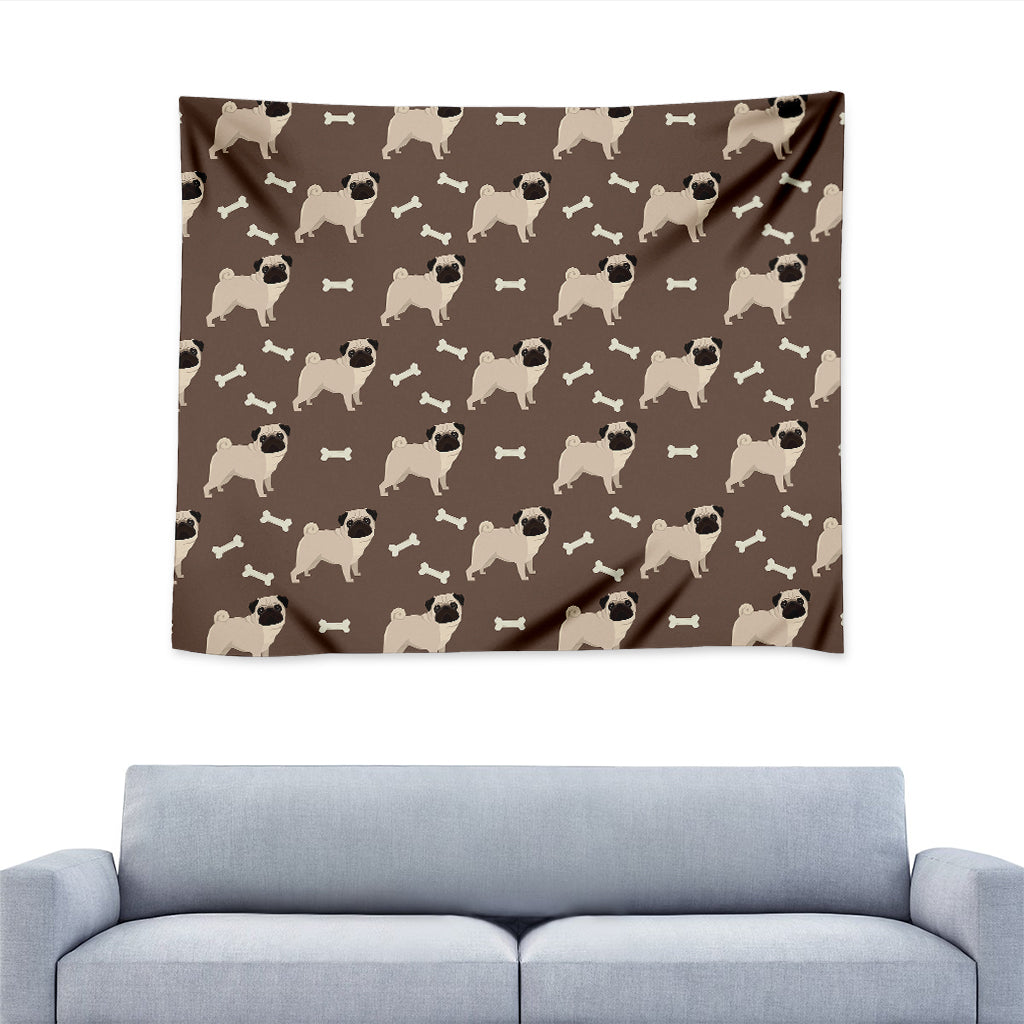 Geometric Pug Pattern Print Tapestry