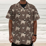 Geometric Pug Pattern Print Textured Short Sleeve Shirt