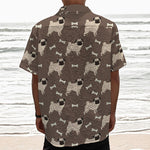 Geometric Pug Pattern Print Textured Short Sleeve Shirt