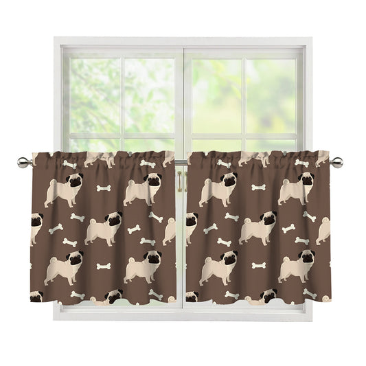 Geometric Pug Pattern Print Tier Curtains