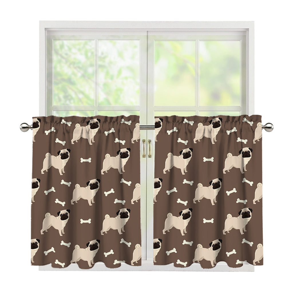 Geometric Pug Pattern Print Tier Curtains