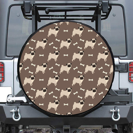 Geometric Pug Pattern Print Tire Cover