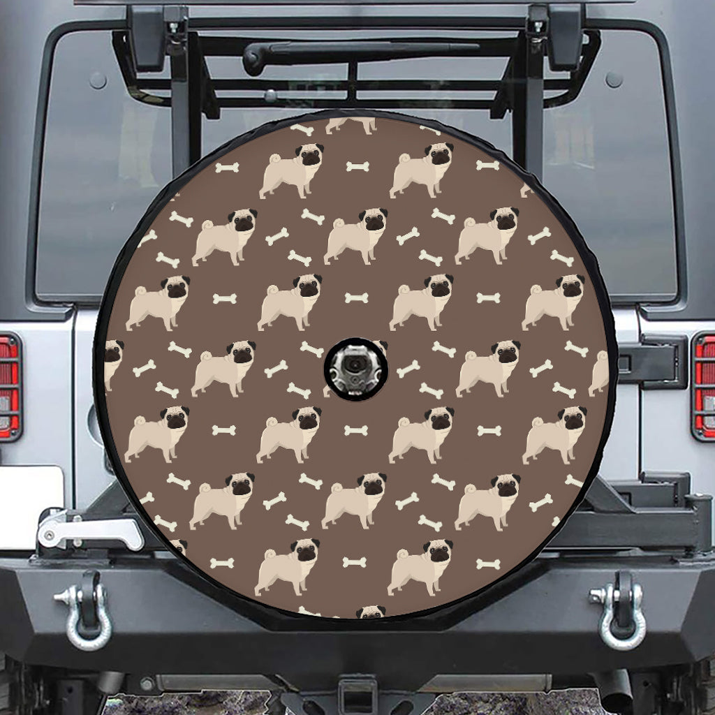 Geometric Pug Pattern Print Tire Cover With Camera Hole